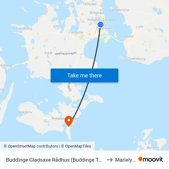 Buddinge Gladsaxe Rådhus (Buddinge Torv) to Marielyst map