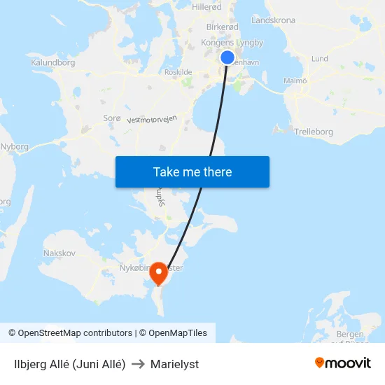 Ilbjerg Allé (Juni Allé) to Marielyst map