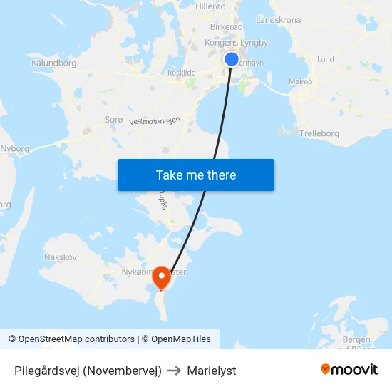 Pilegårdsvej (Novembervej) to Marielyst map