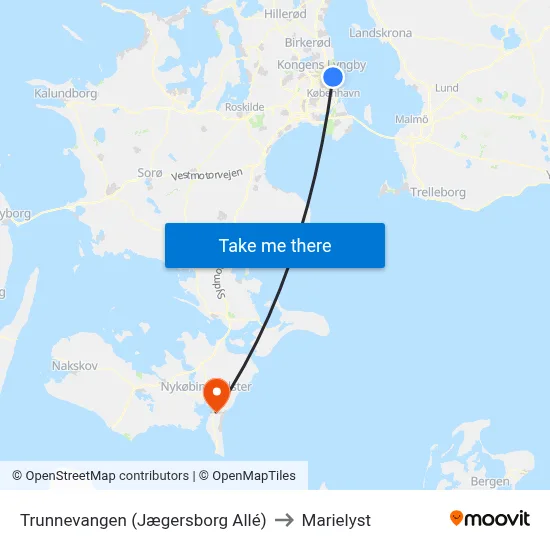 Trunnevangen (Jægersborg Allé) to Marielyst map