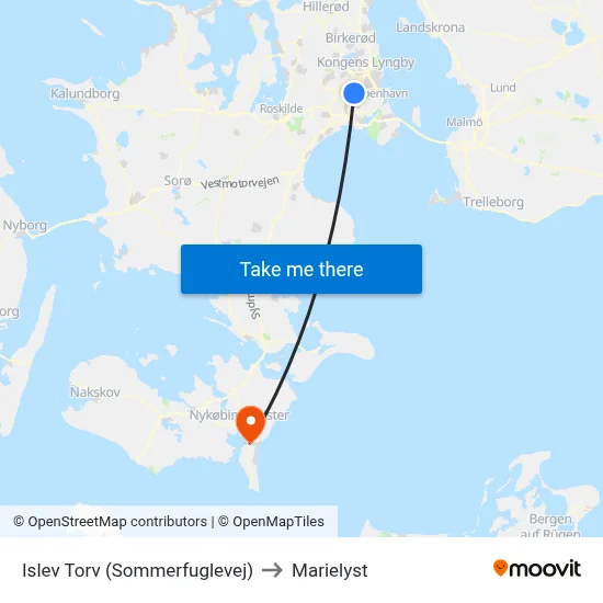Islev Torv (Sommerfuglevej) to Marielyst map