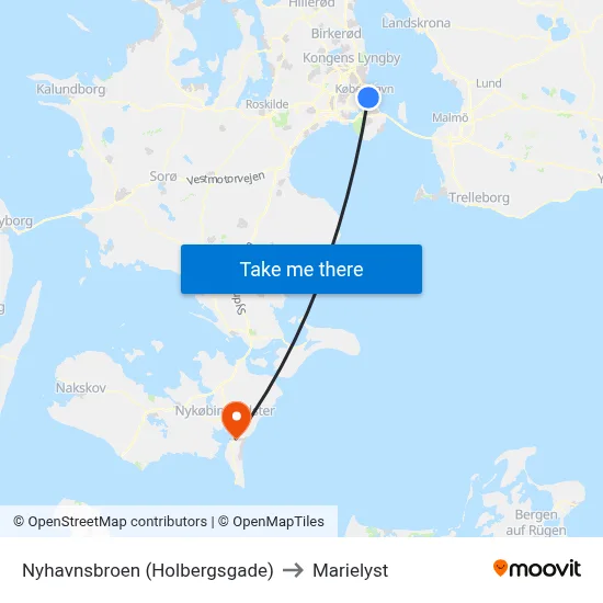 Nyhavnsbroen (Holbergsgade) to Marielyst map