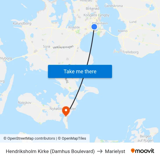 Hendriksholm Kirke (Damhus Boulevard) to Marielyst map