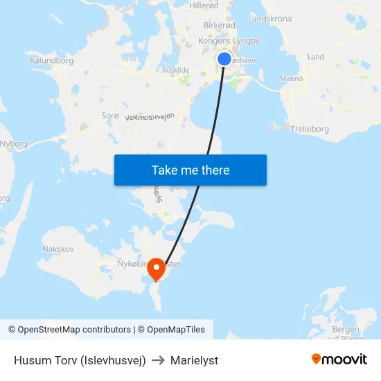 Husum Torv (Islevhusvej) to Marielyst map
