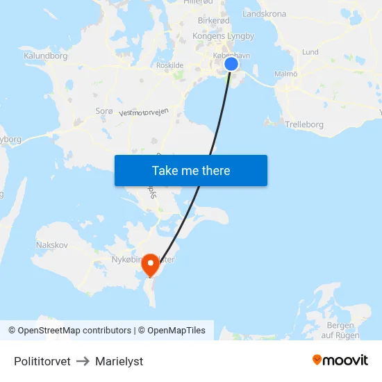 Polititorvet to Marielyst map