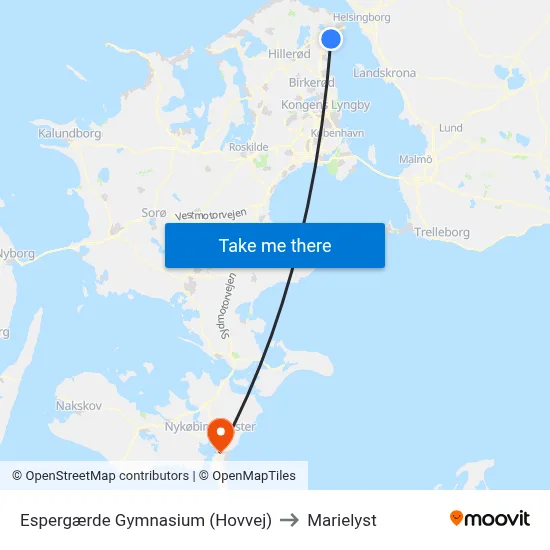 Espergærde Gymnasium (Hovvej) to Marielyst map