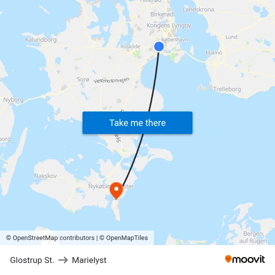 Glostrup St. to Marielyst map