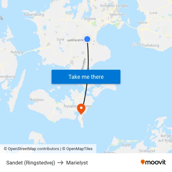 Sandet (Ringstedvej) to Marielyst map