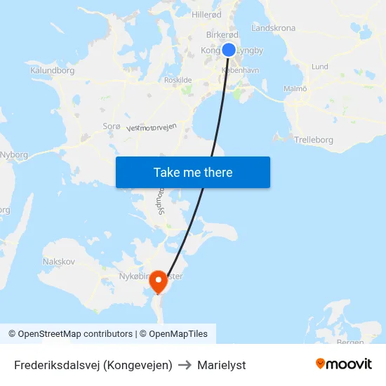 Frederiksdalsvej (Kongevejen) to Marielyst map
