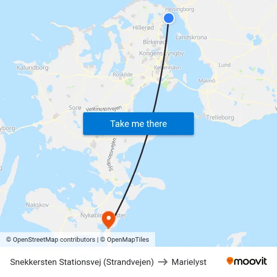 Snekkersten Stationsvej (Strandvejen) to Marielyst map