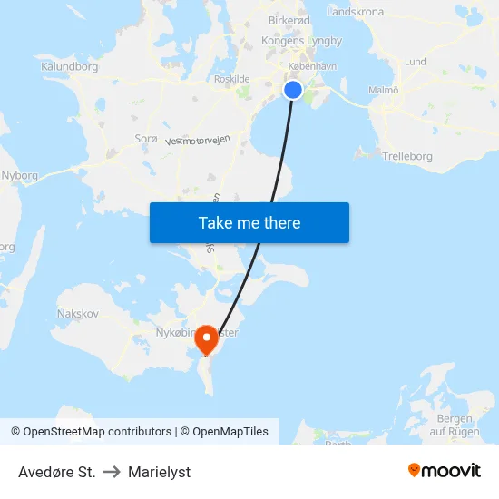 Avedøre St. to Marielyst map