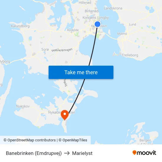 Banebrinken (Emdrupvej) to Marielyst map