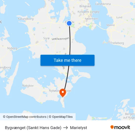 Bygvænget (Sankt Hans Gade) to Marielyst map