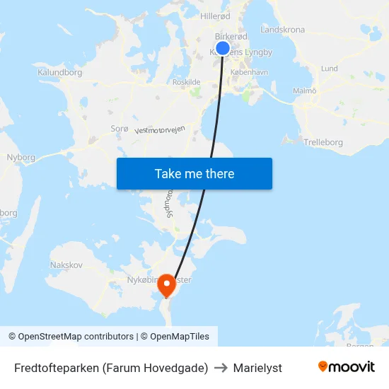 Fredtofteparken (Farum Hovedgade) to Marielyst map
