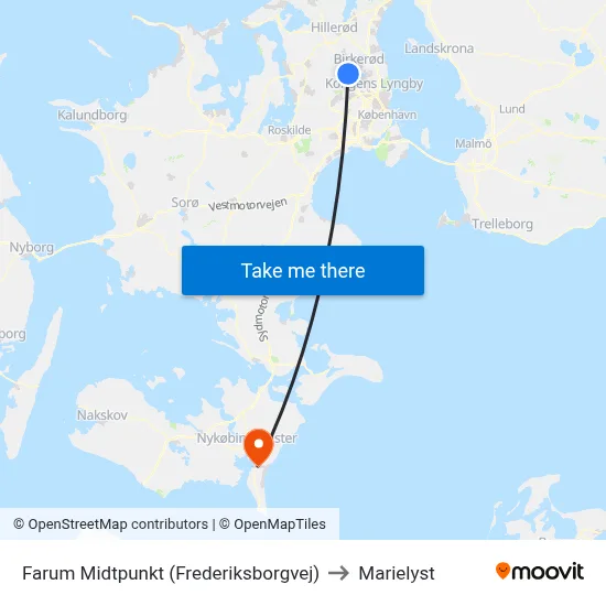 Farum Midtpunkt (Frederiksborgvej) to Marielyst map