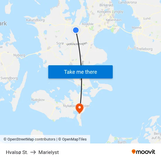 Hvalsø St. to Marielyst map
