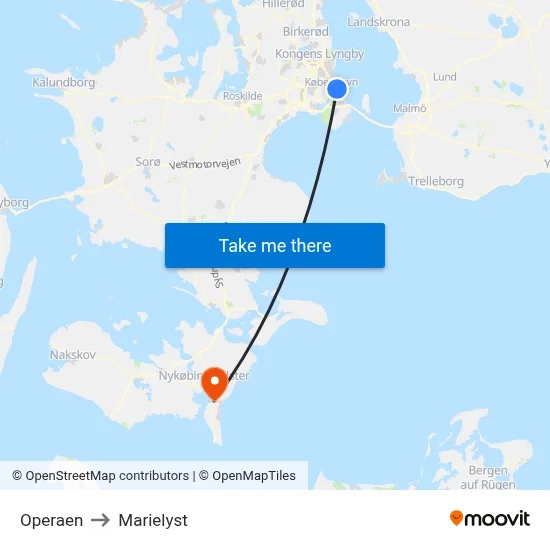 Operaen to Marielyst map