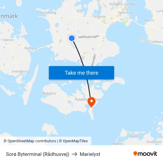 Sorø Byterminal (Rådhusvej) to Marielyst map