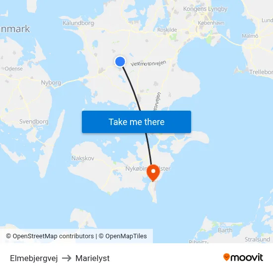 Elmebjergvej to Marielyst map