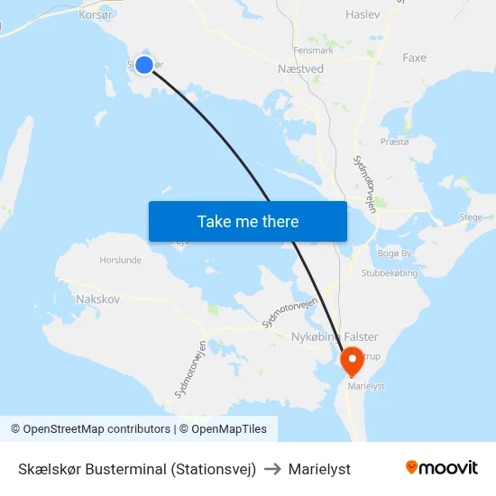 Skælskør Busterminal (Stationsvej) to Marielyst map