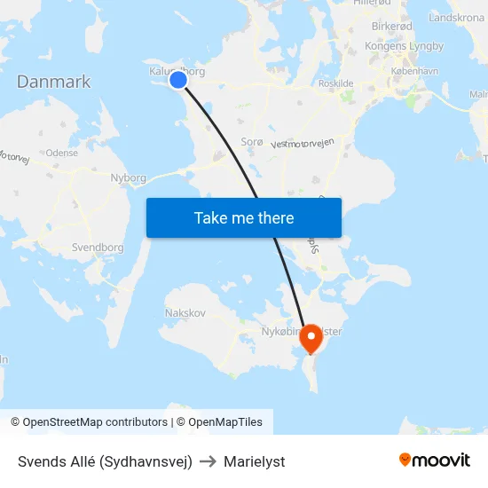 Svends Allé (Sydhavnsvej) to Marielyst map