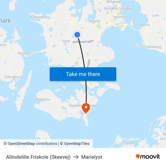 Allindelille Friskole (Skeevej) to Marielyst map
