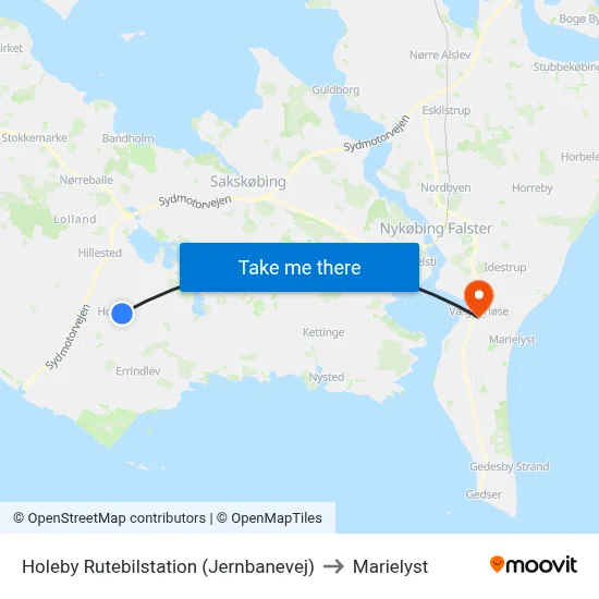 Holeby Rutebilstation (Jernbanevej) to Marielyst map