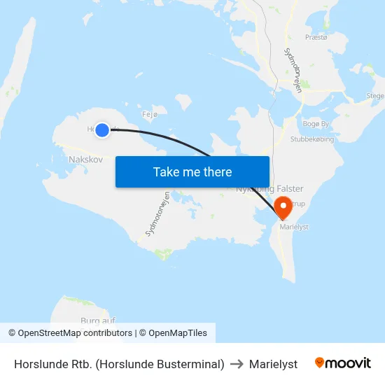 Horslunde Rtb. (Horslunde Busterminal) to Marielyst map