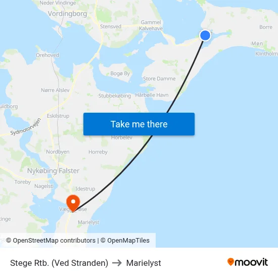 Stege Rtb. (Ved Stranden) to Marielyst map