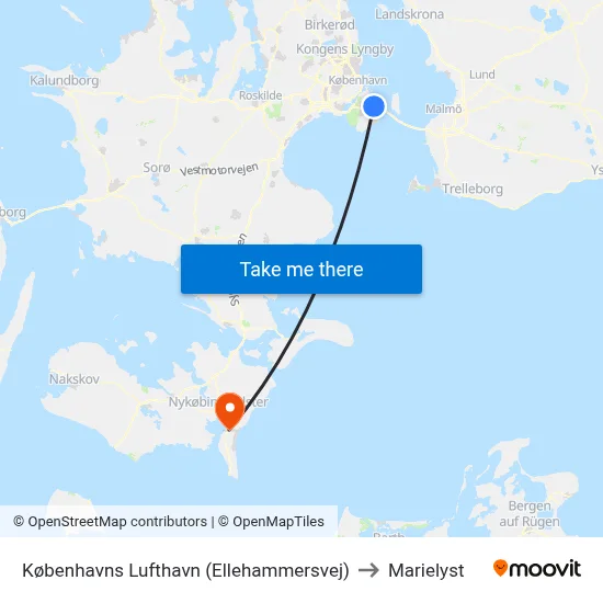 Københavns Lufthavn (Ellehammersvej) to Marielyst map