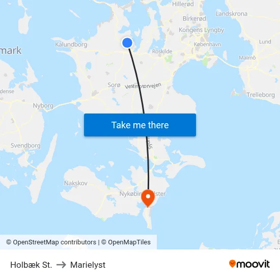 Holbæk St. to Marielyst map