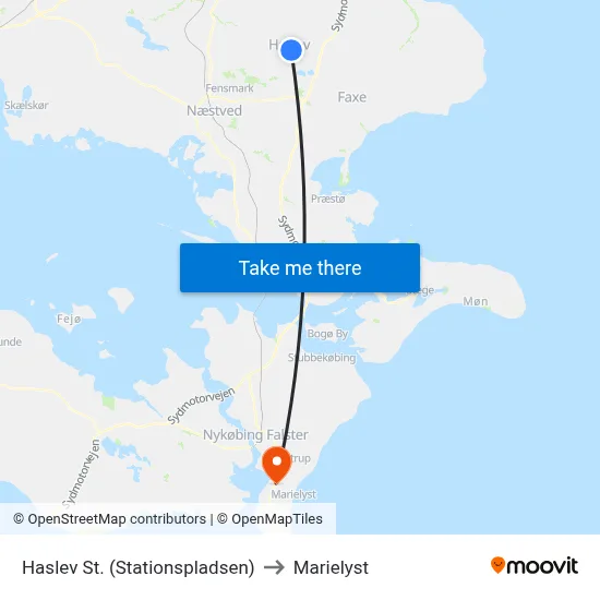 Haslev St. (Stationspladsen) to Marielyst map