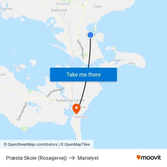 Præstø Skole (Rosagervej) to Marielyst map