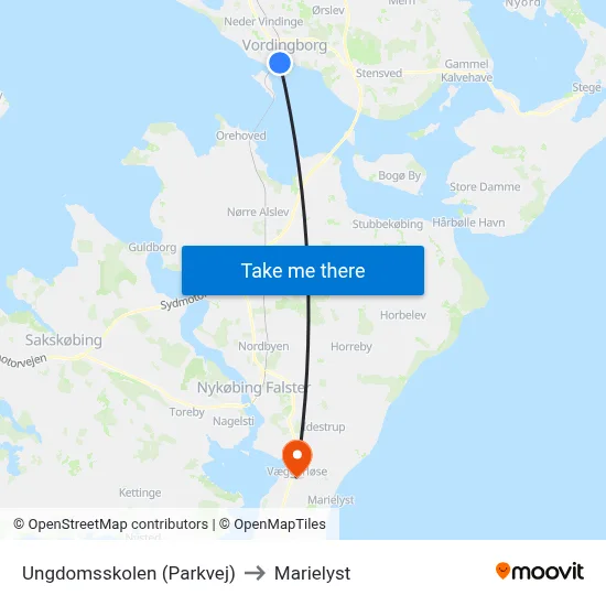 Ungdomsskolen (Parkvej) to Marielyst map
