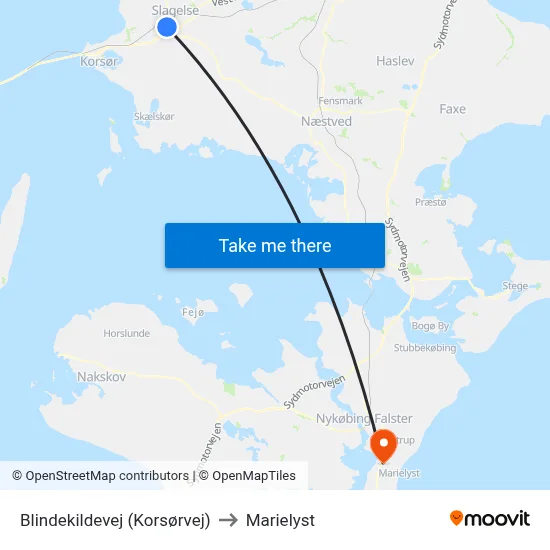 Blindekildevej (Korsørvej) to Marielyst map