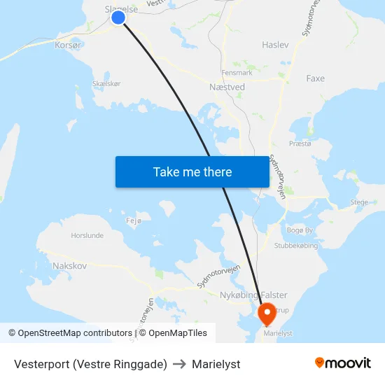 Vesterport (Vestre Ringgade) to Marielyst map