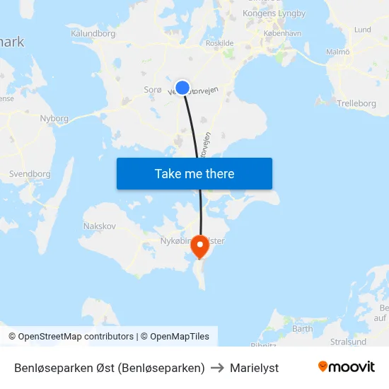 Benløseparken Øst (Benløseparken) to Marielyst map