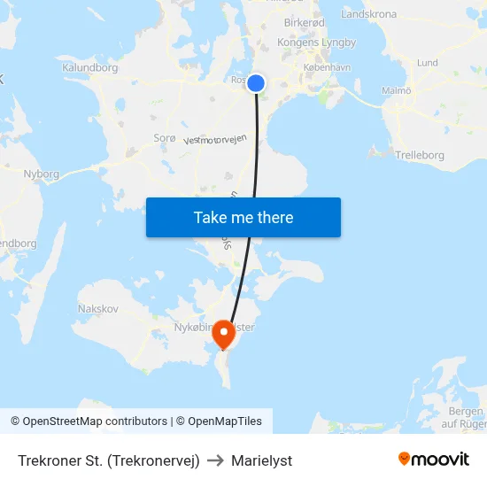 Trekroner St. (Trekronervej) to Marielyst map