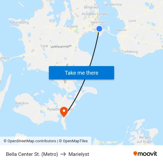 Bella Center St. (Metro) to Marielyst map