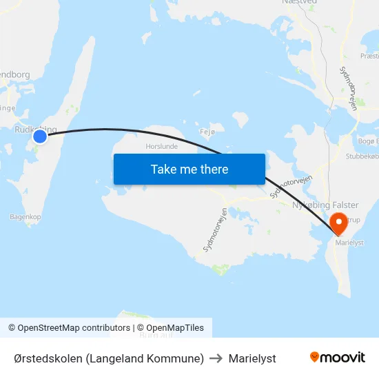 Ørstedskolen (Langeland Kommune) to Marielyst map