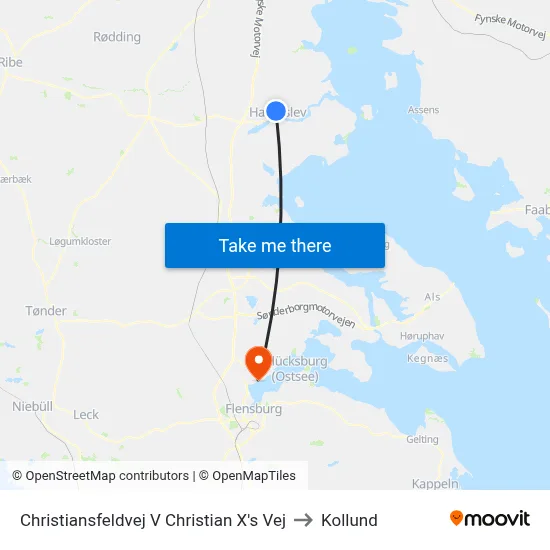 Christiansfeldvej V Christian X's Vej to Kollund map