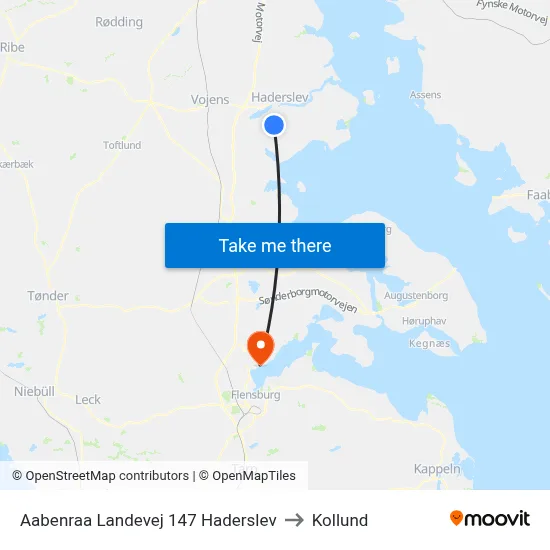 Aabenraa Landevej 147 Haderslev to Kollund map