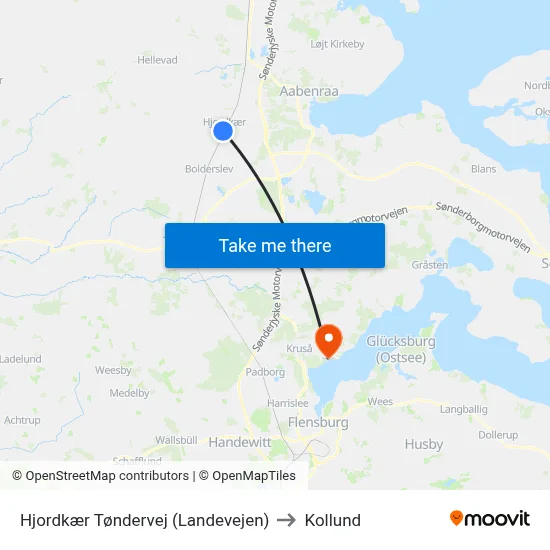 Hjordkær Tøndervej (Landevejen) to Kollund map
