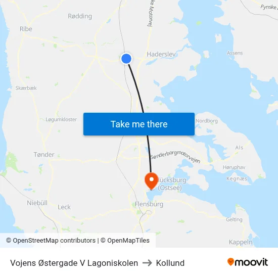 Vojens Østergade V Lagoniskolen to Kollund map