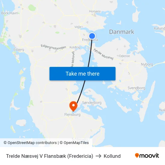 Trelde Næsvej V Flansbæk (Fredericia) to Kollund map