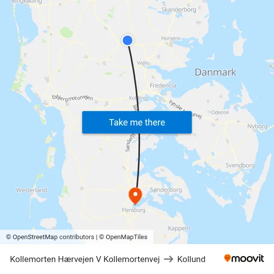 Kollemorten Hærvejen V Kollemortenvej to Kollund map