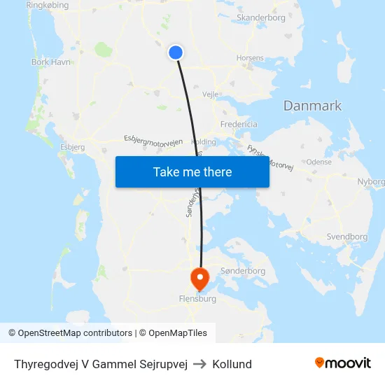 Thyregodvej V Gammel Sejrupvej to Kollund map
