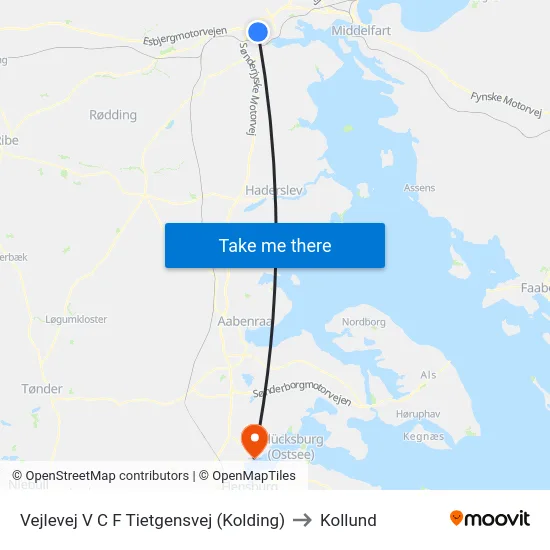 Vejlevej V C F Tietgensvej (Kolding) to Kollund map