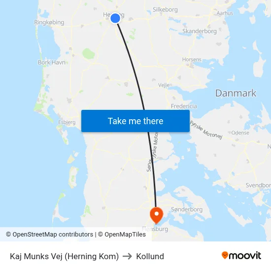 Kaj Munks Vej (Herning Kom) to Kollund map