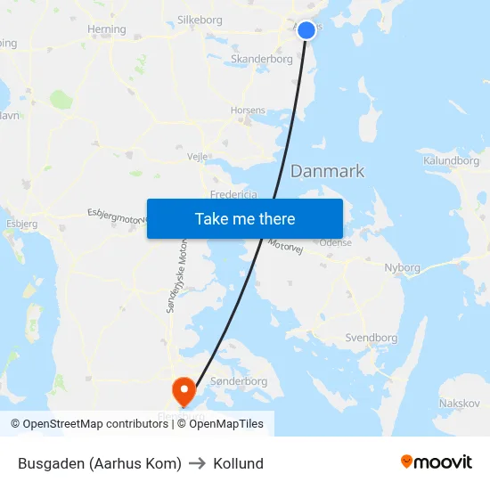 Busgaden (Aarhus Kom) to Kollund map